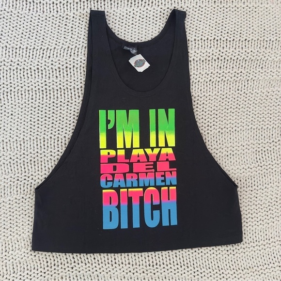 Playa Del Carmen Tops - NWT Playa Del Carmen Cotton Black Solid Sleeveless Women's Tank Top Size Small
